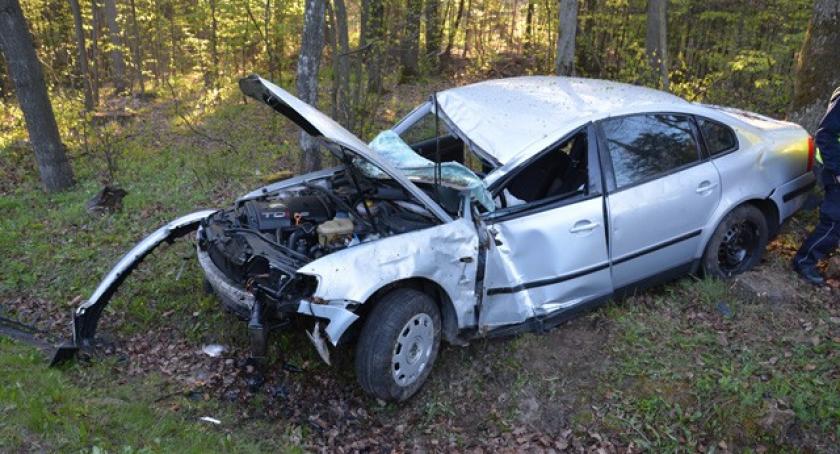 Babi Dół. VW Passat uderzył w drzewo 