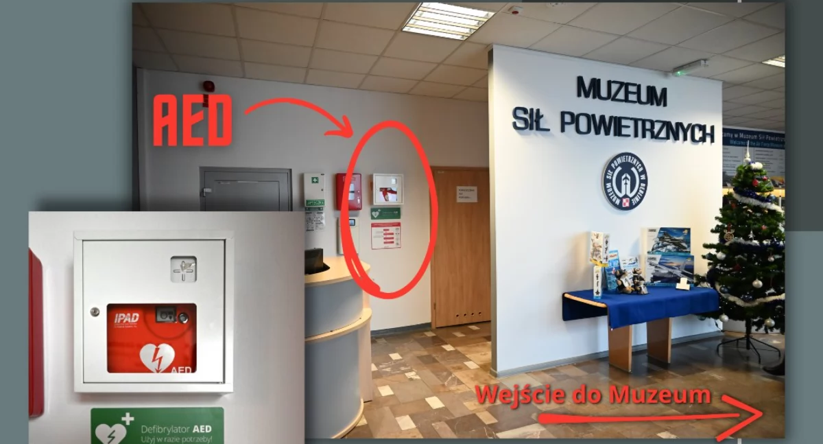 Nowoczesny sprzęt w Muzeum Sił Powietrznych w Dęblinie. AED ratujące życie!