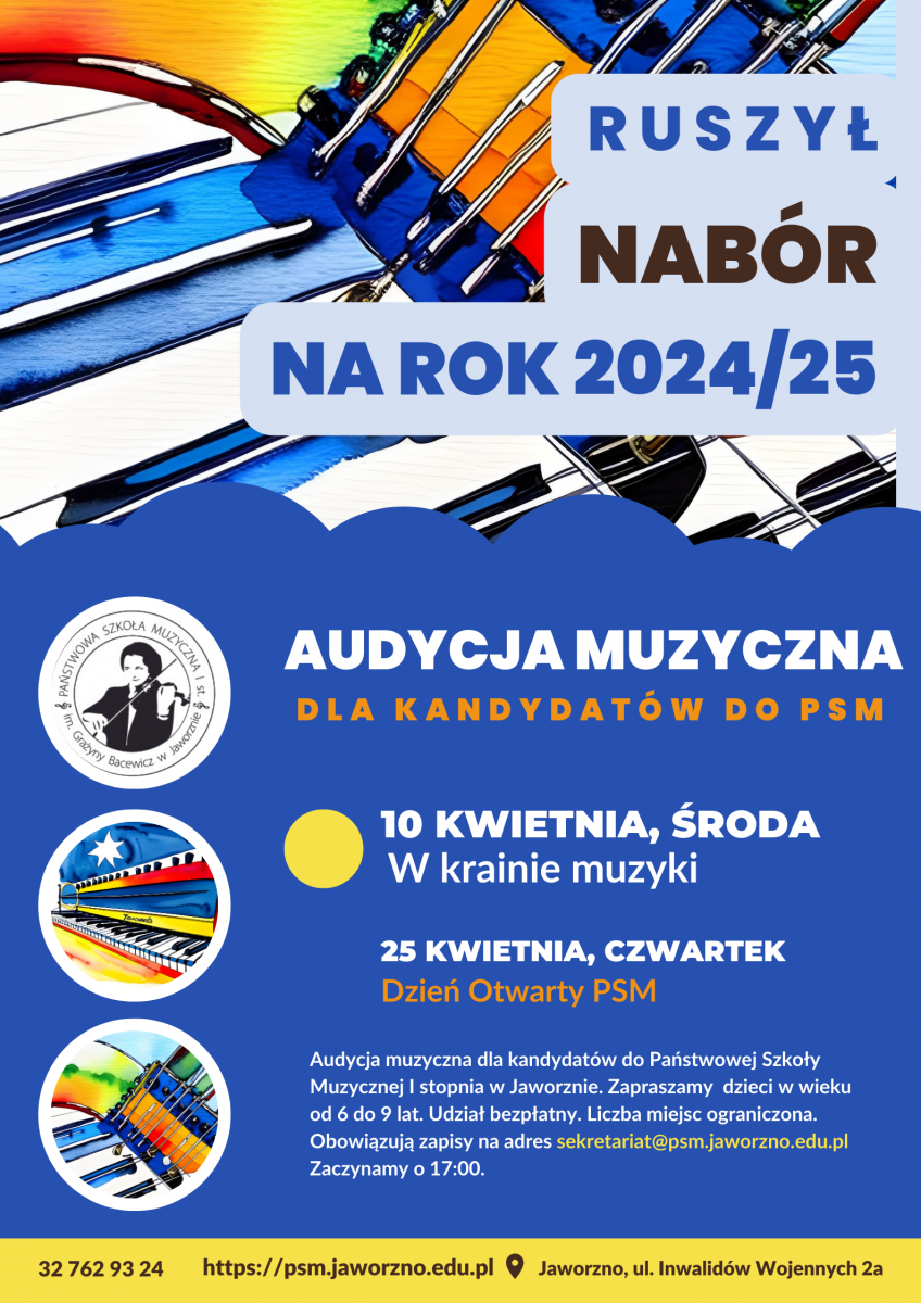 Zaproszenie dla kandydatów do jaworznickiej szkoły muzycznej