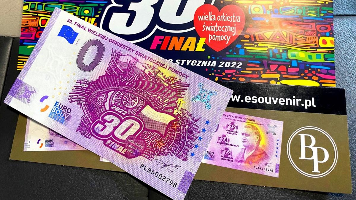 Limitowany banknot 0 EURO - pamiątka 30. Finału WOŚP. Licytuj na aukcji