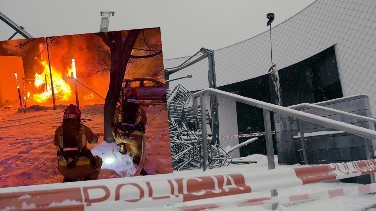 Pożar przy hali MCKiS w centrum Jaworzna. Spłonął samochód z nowymi krzesełkami