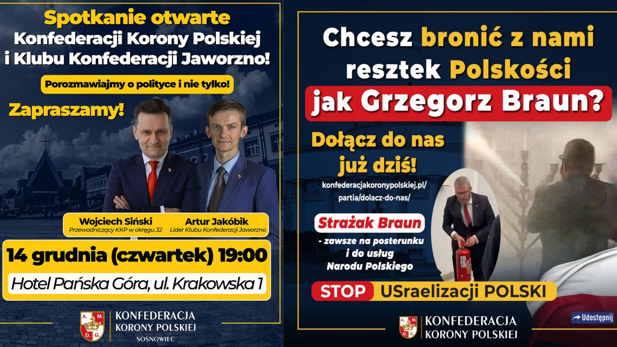 Konfederacja w Jaworznie broni Grzegorza Brauna i wzywa na spotkanie