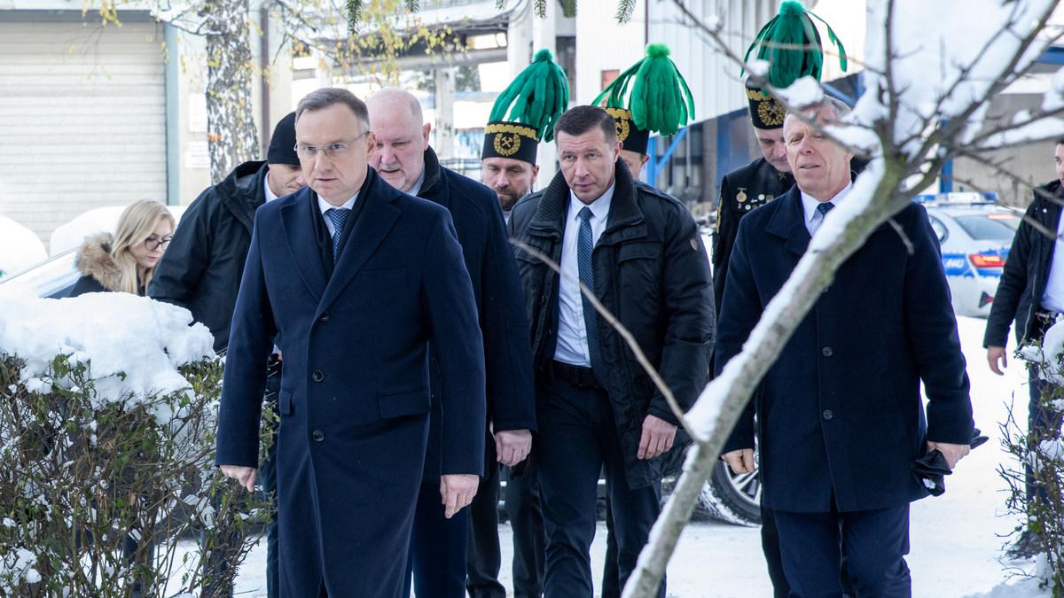 Prezydent Andrzej Duda w ZG Sobieski w Jaworznie wyraził solidarność z rodzinami górników