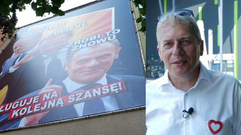 Baner atakujący Donalda Tuska w Jaworznie wzbudza emocje