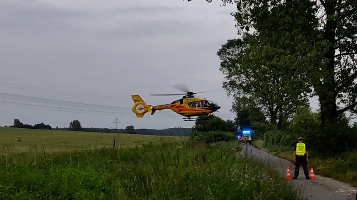 Wypadek na hulajnodze. Poszkodowanego zabrało Lotnicze Pogotowie Ratunkowe