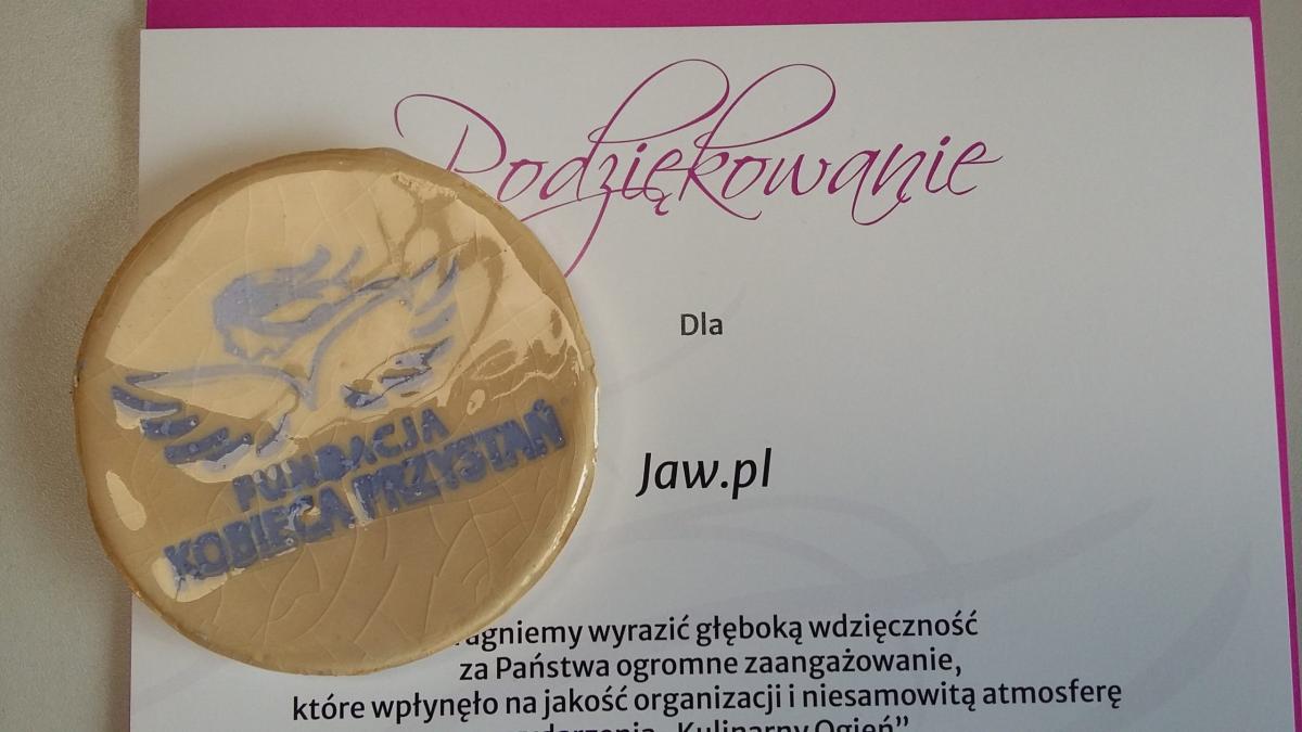 Miłe podziękowania dla redakcji jaw.pl od Fundacji Kobieca Przystań