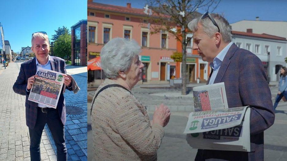 Akcja informacyjna Posła Wojciecha Saługi na jaworznickim Rynku