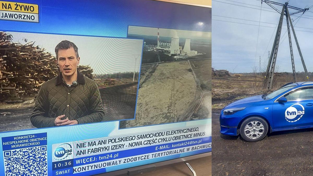 TVN24 w programie na żywo z Jaworzna punktuje obietnice premiera o elektrycznych samochodach