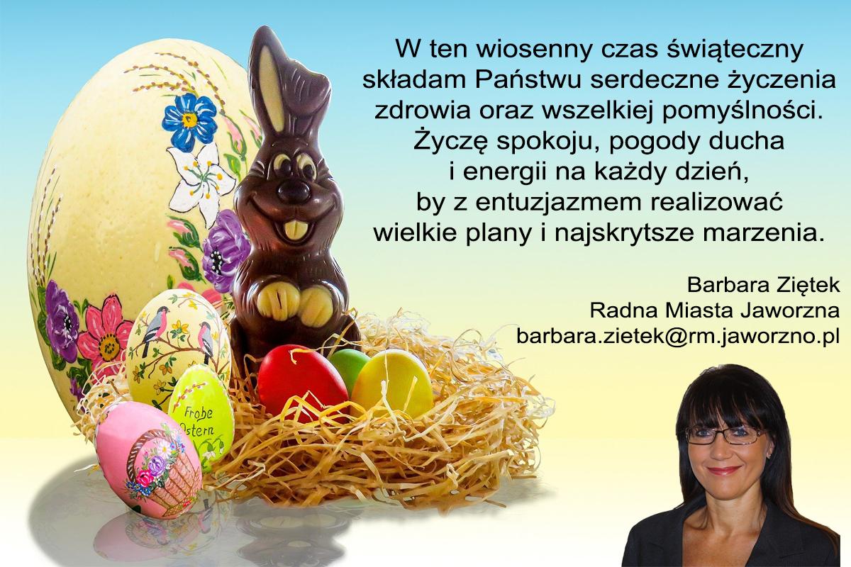 Radna Barbara Ziętek składa mieszkańcom życzenia na święta wielkanocne