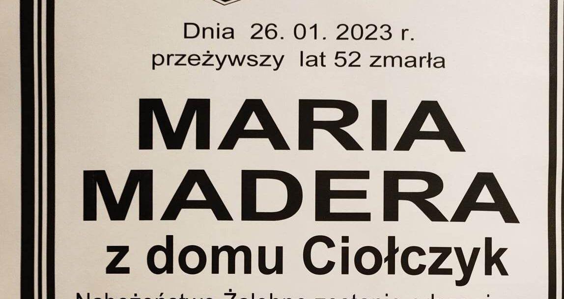 Odeszła Maria Madera z domu Ciołczyk