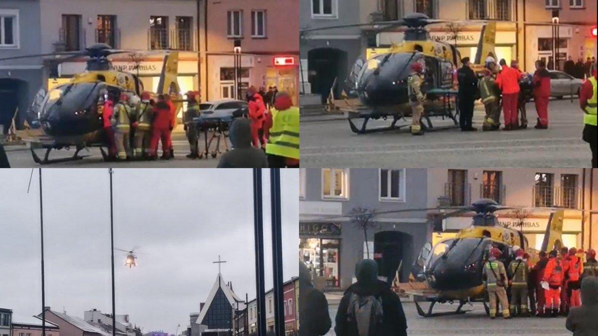 Do mężczyzny, który zasłabł na rynku przyleciał śmigłowiec LPR