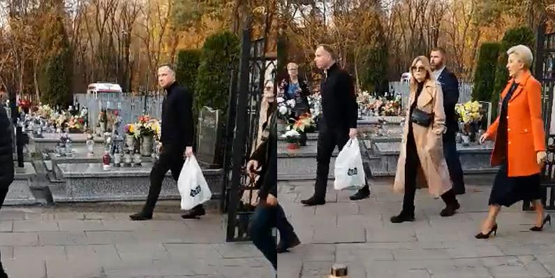 Andrzej Duda z rodziną widziany na cmentarzu w Jaworznie