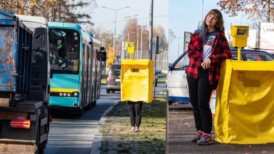 Dziewczyna przebrała się za fotoradar. Jej prank spodobał się kierowcom