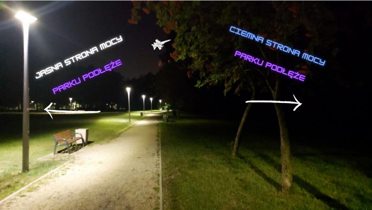 Park Podłęże w połowie jest jasny, a w połowie ciemny! Co się dzieje z latarniami?
