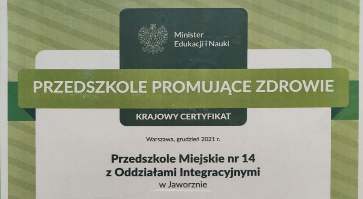 Wyróżnienie dla Przedszkola Miejskiego nr 14