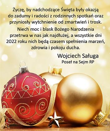 Życzenia świąteczne: Wojciech Saługa, poseł na Sejm RP