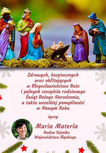 Życzenia świąteczne: Maria Materla Radna Sejmiku Województwa Śląskiego