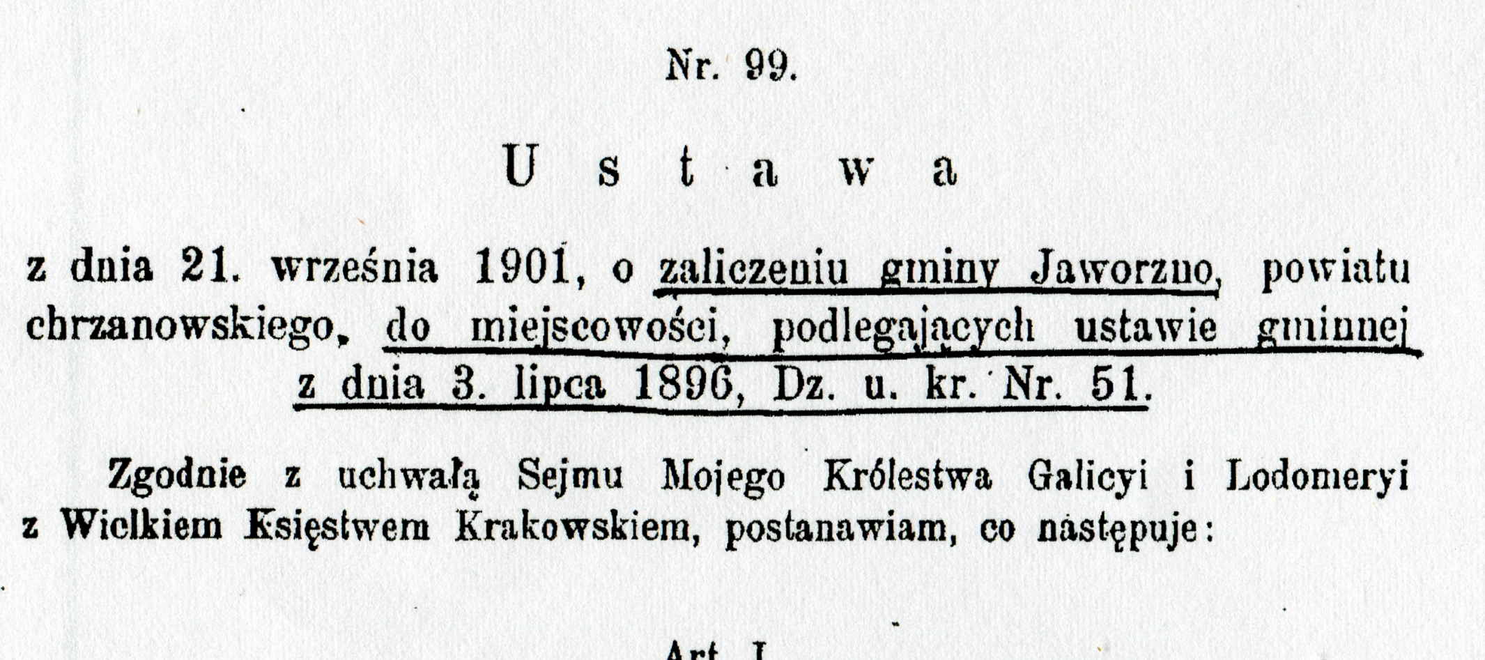 Prawa miejskie dla Jaworzna