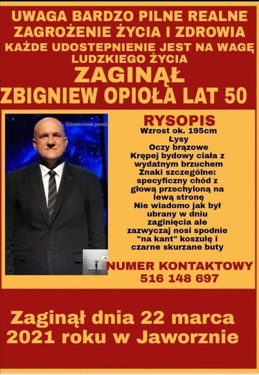 Zaginął Zbigniew Opioła, 50-letni mieszkaniec Jaworzna