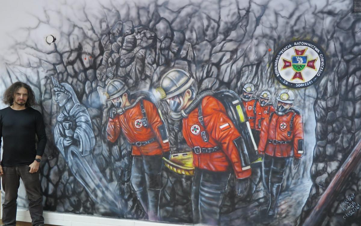 Mural Mariana Folgi w  Tauron Wydobycie ZG Sobieski