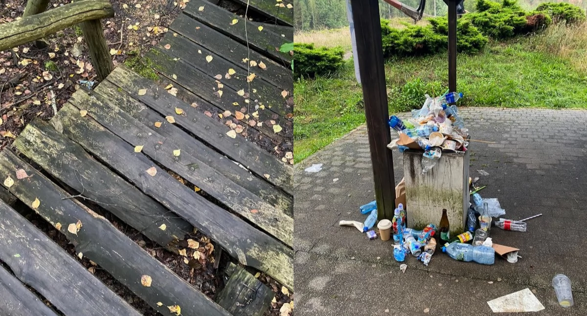 Zniszczony i pełen śmieci Park Gródek w Jaworznie. Interwencja mieszkanki