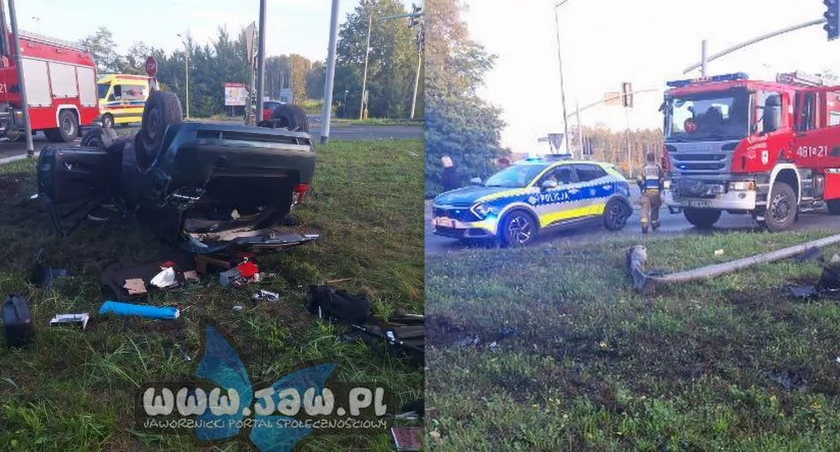Pijany rajd. Wypadek zakończony dachowaniem na obwodnicy