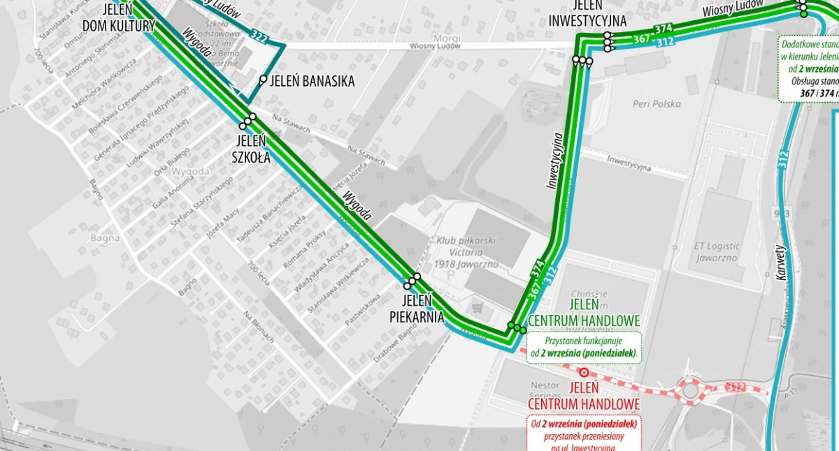 Zmiana trasy autobusów PKM Jaworzno jeżdżących przez Jeleń