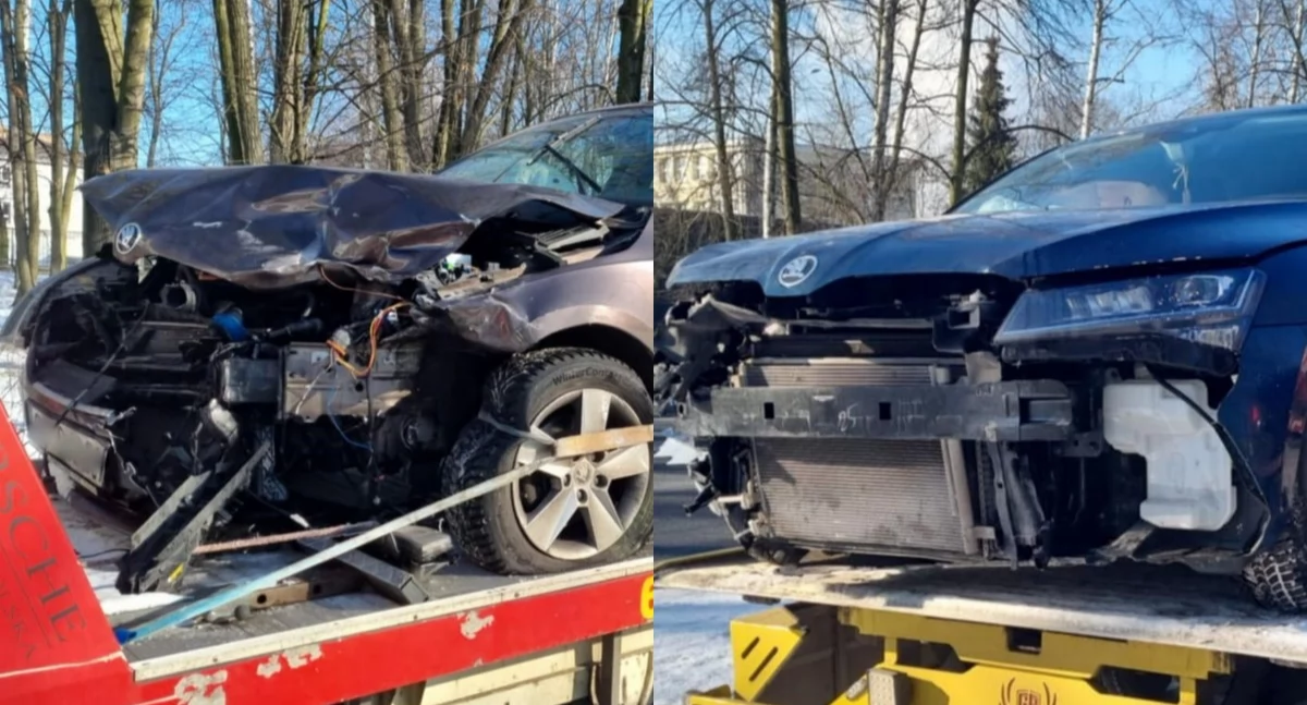 Śliski poranek na drogach - dwie kolizje w jednym miejscu