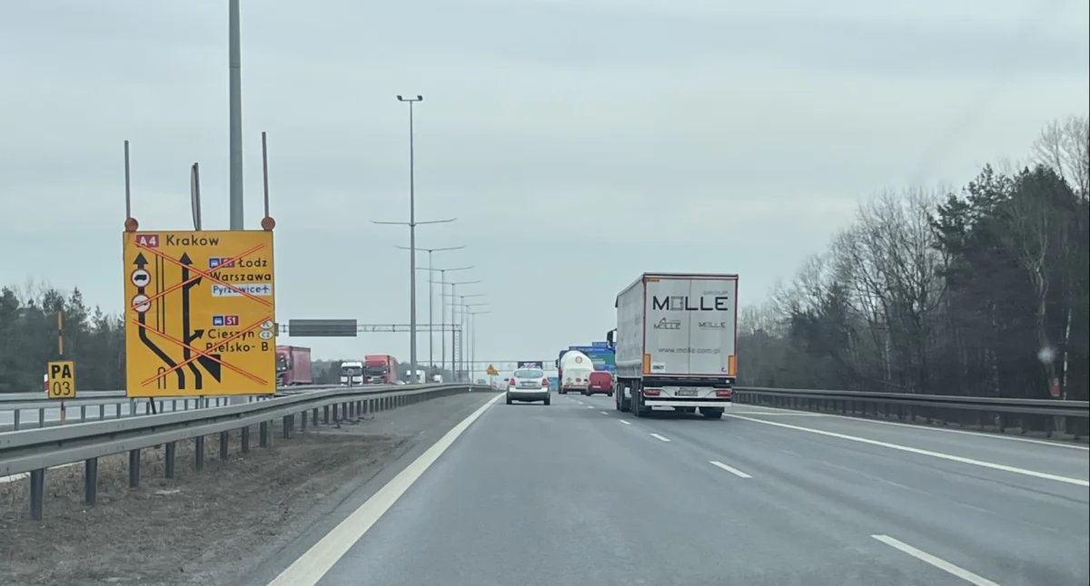 Remont autostrady A4 na wysokości Mysłowic w kierunku Krakowa