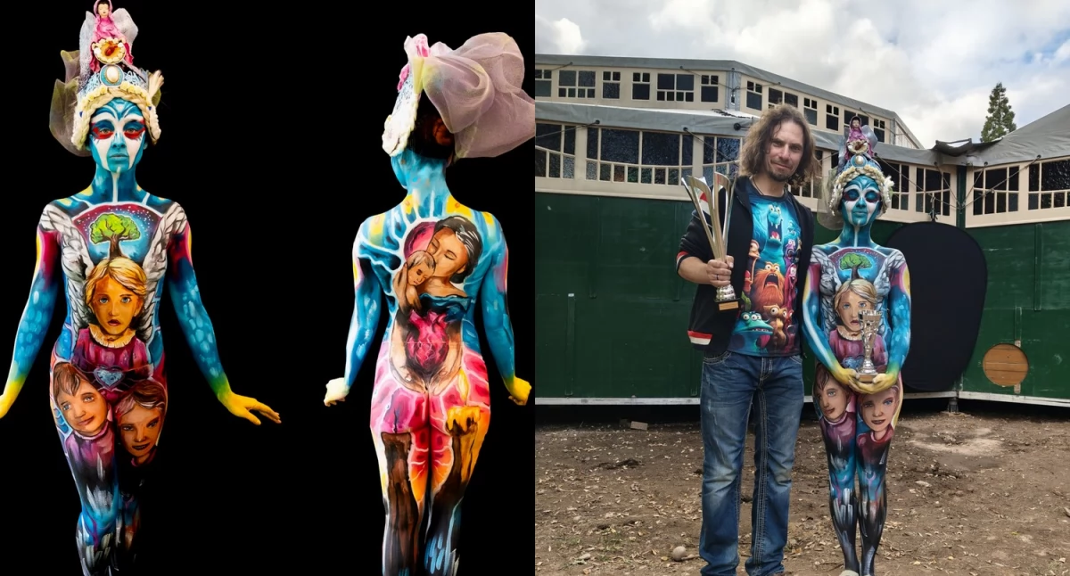 Marian Folga z drugim miejscem na Mistrzostwach Francji w Bodypaintingu 
