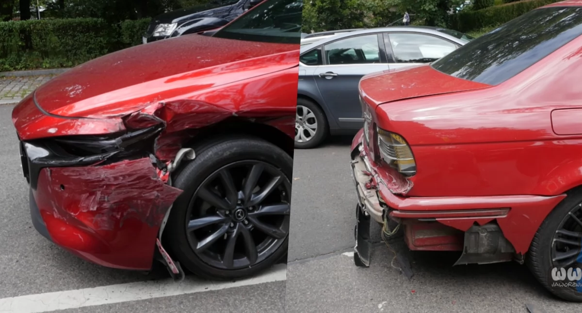 Wjechał w zaparkowane auto