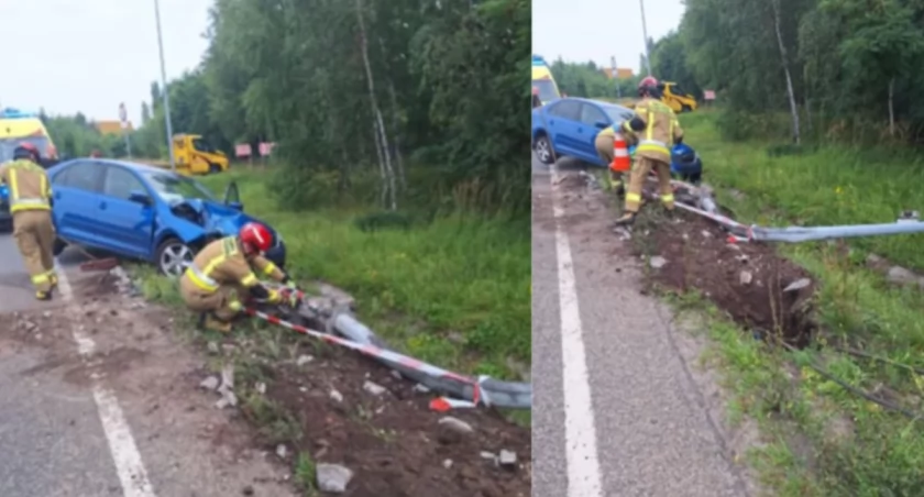 Stracił panowanie nad autem i uderzył w słup