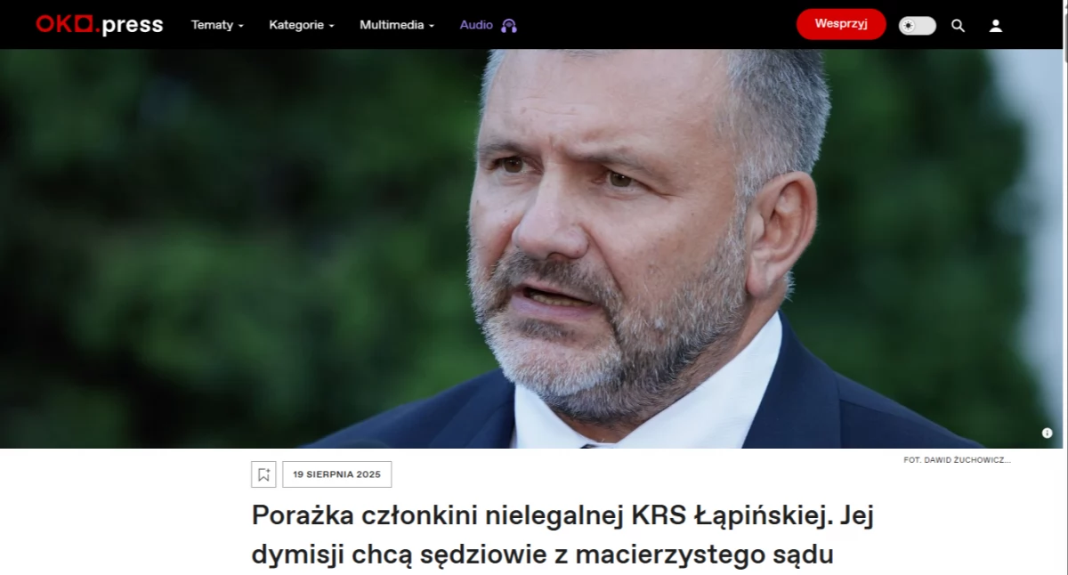 OKO.press: Sędziowie z Jaworzna przeciwko sędzi Ewie Łąpińskiej. Poparli jej dymisję