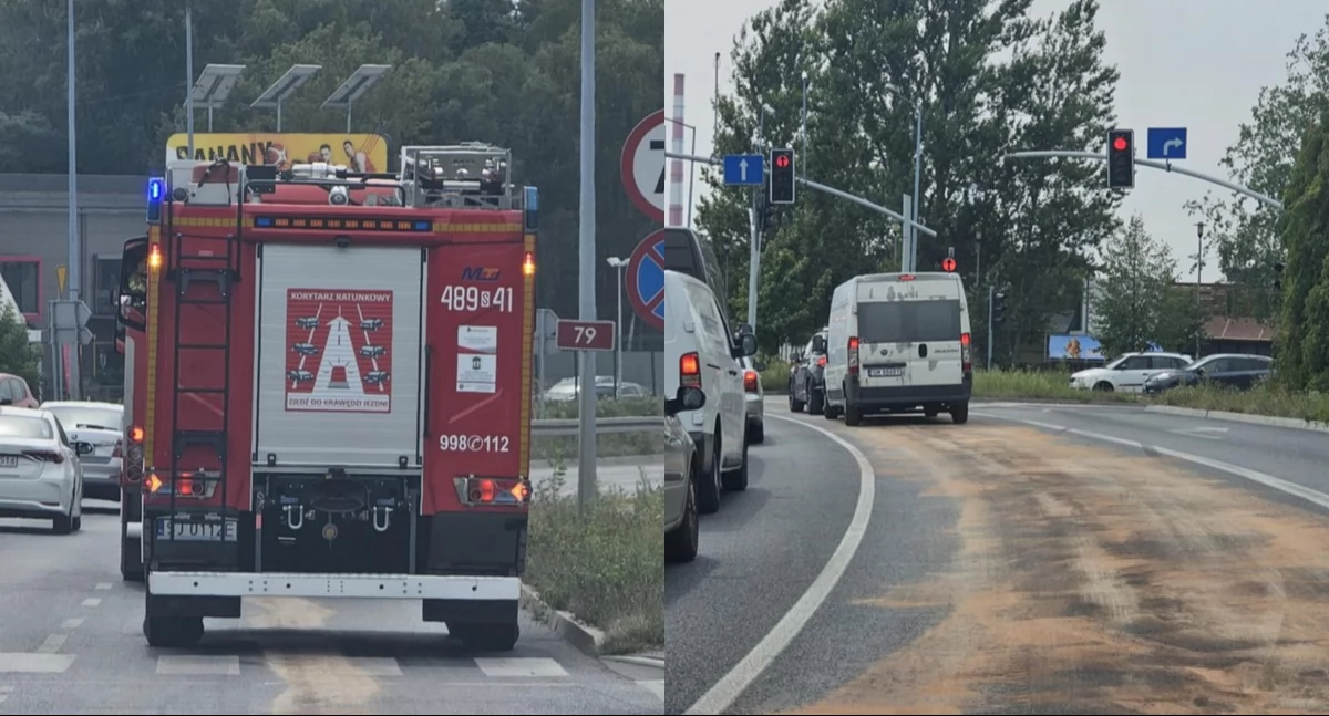 Rozlana substancja na DK 79. Utrudnienia w ruchu [AKTUALIZACJA]