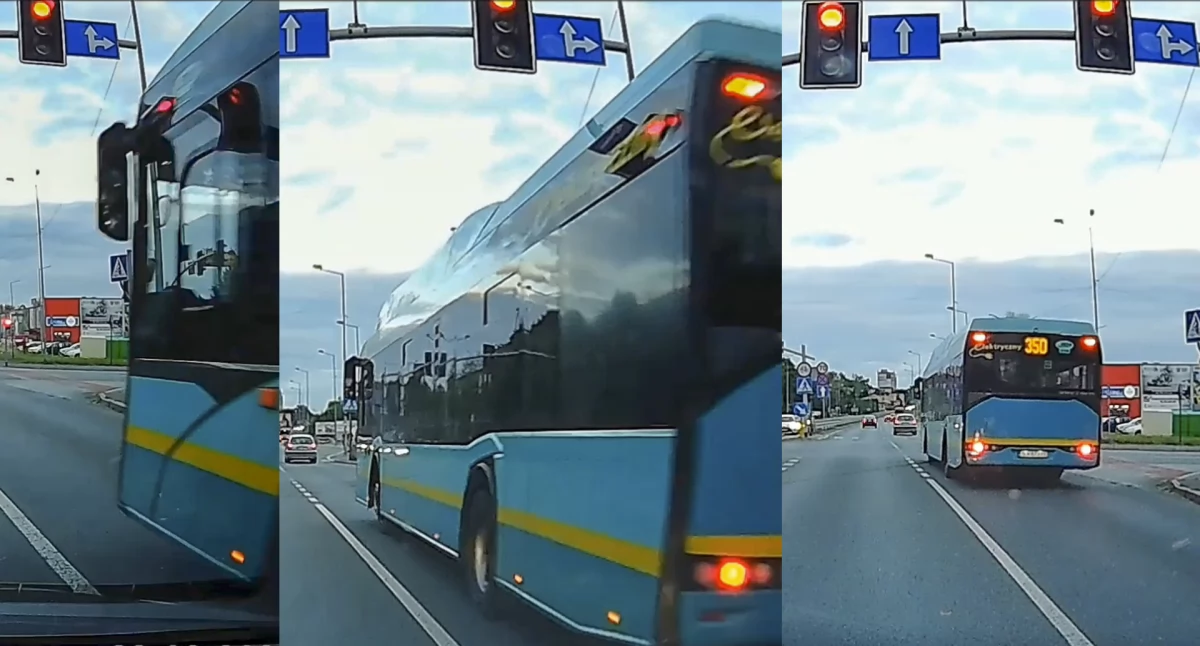Autobus PKM na czerwonym świetle. Mieszkańcy alarmują o niebezpiecznych manewrach kierowców w Jaworznie