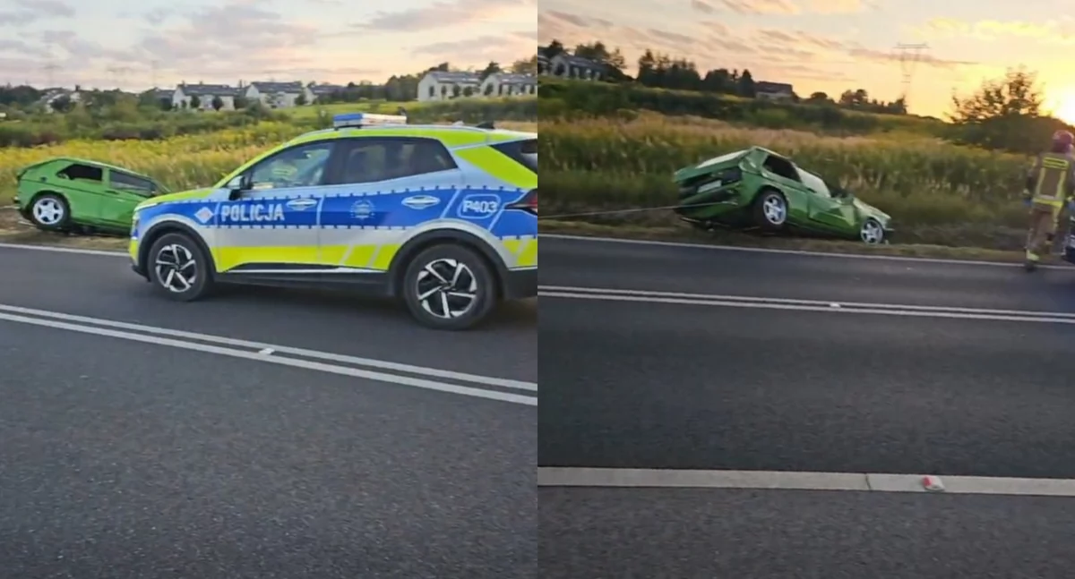Pędził Golfem i wylądował w rowie. Jego kolega trafił do szpitala