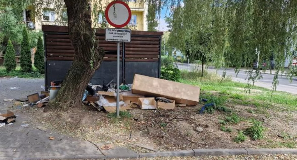 Śmierdząca wiata śmietnikowa ze szczurami. Zarządca został wezwany do uprzątnięcia terenu