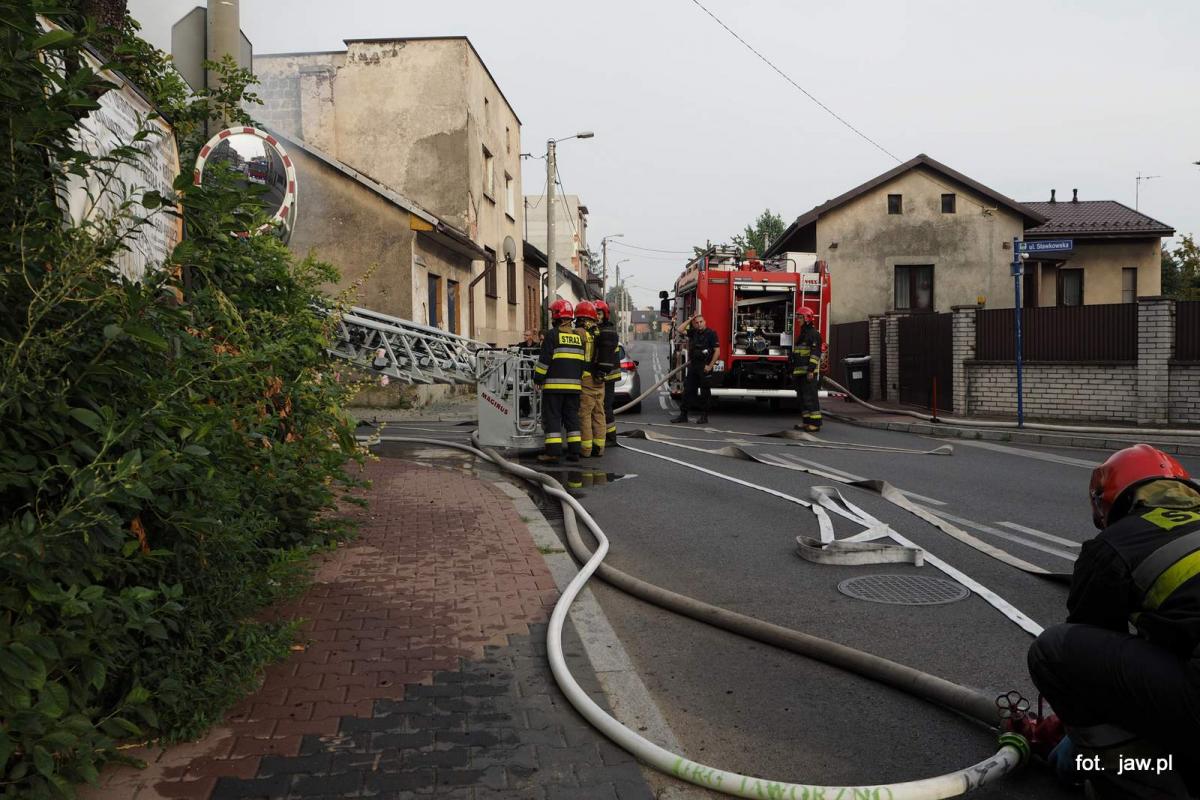 Pożar pustostanu w centrum