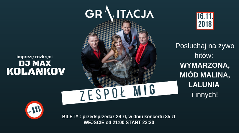 Koncert zespołu MIG w Klubie Gravitacja