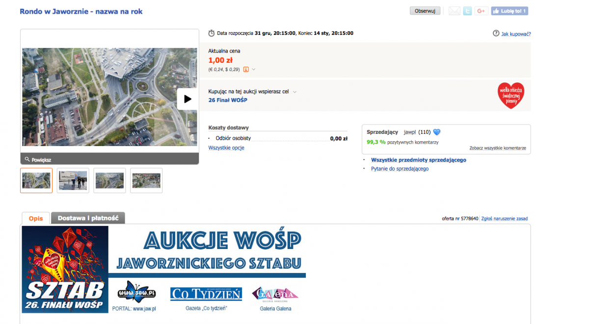 Rondo znów na licytacji. Ruszyły aukcje WOŚP