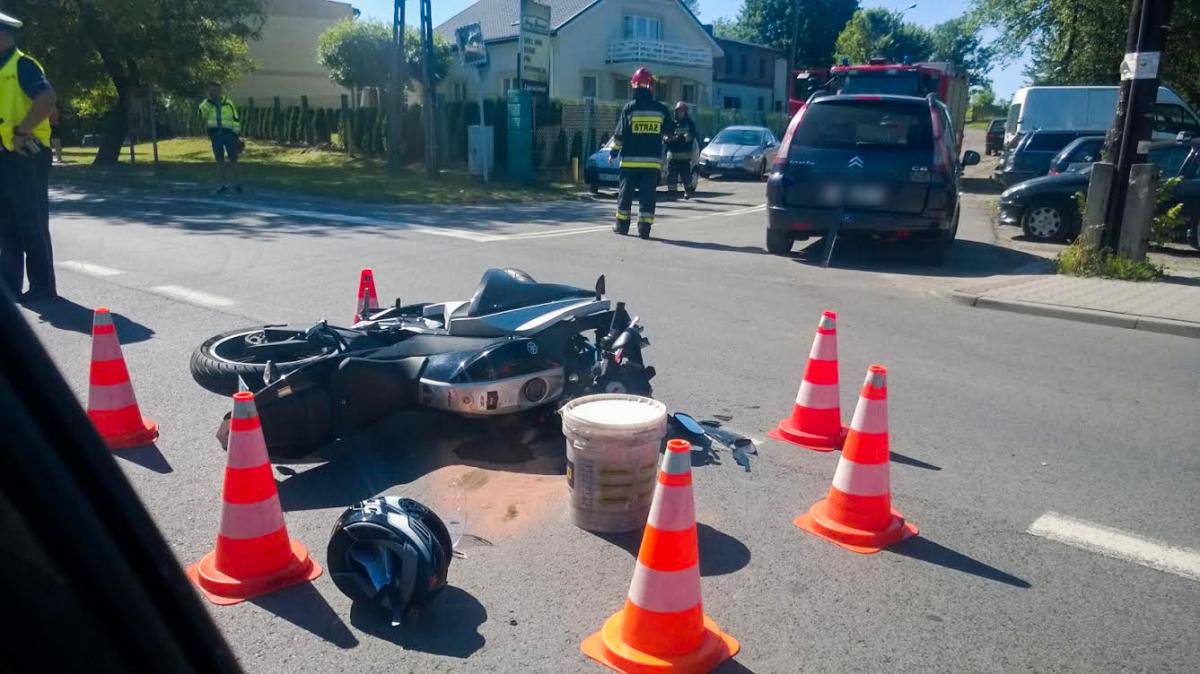 Kolizja z udziałem motocykla przed granicą Jaworzna