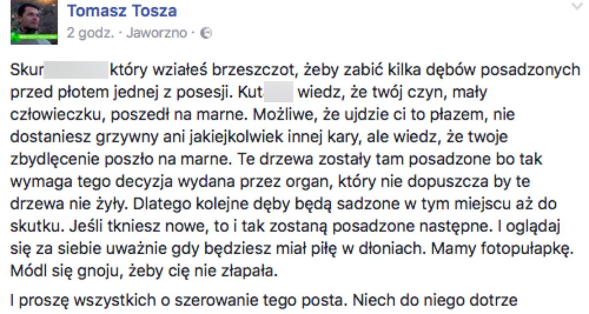Wicedyrektor MZDiM w niewybrednych słowach o wandalu