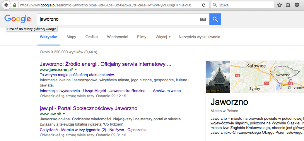 Google: jaworzno.pl mogło paść ofiarą ataku hakerów
