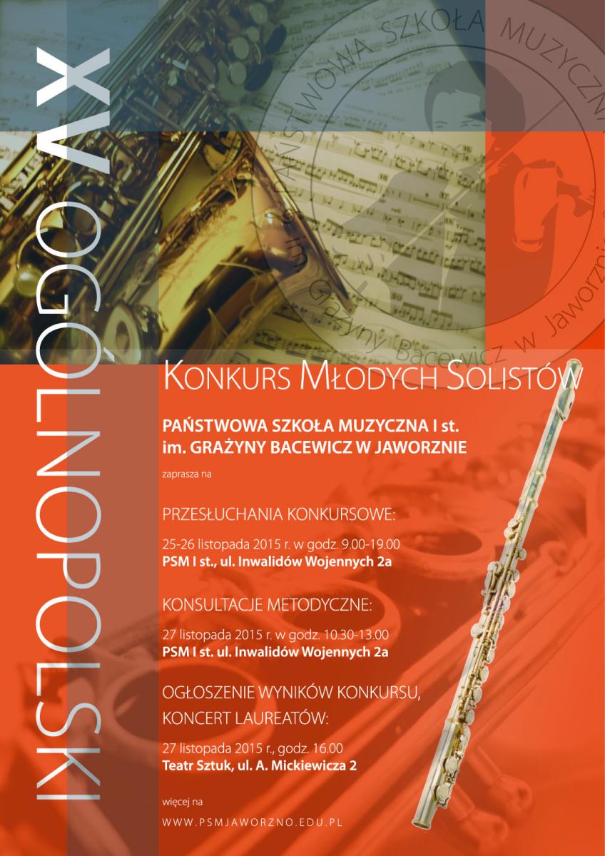 XV OGÓLNOPOLSKI KONKURS MŁODYCH SOLISTÓW JAWORZNO 2015 - program