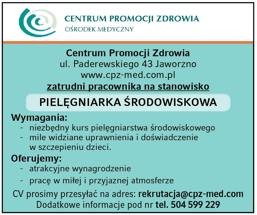 Centrum Promocji Zdrowia zatrudni pielęgniarkę środowiskową