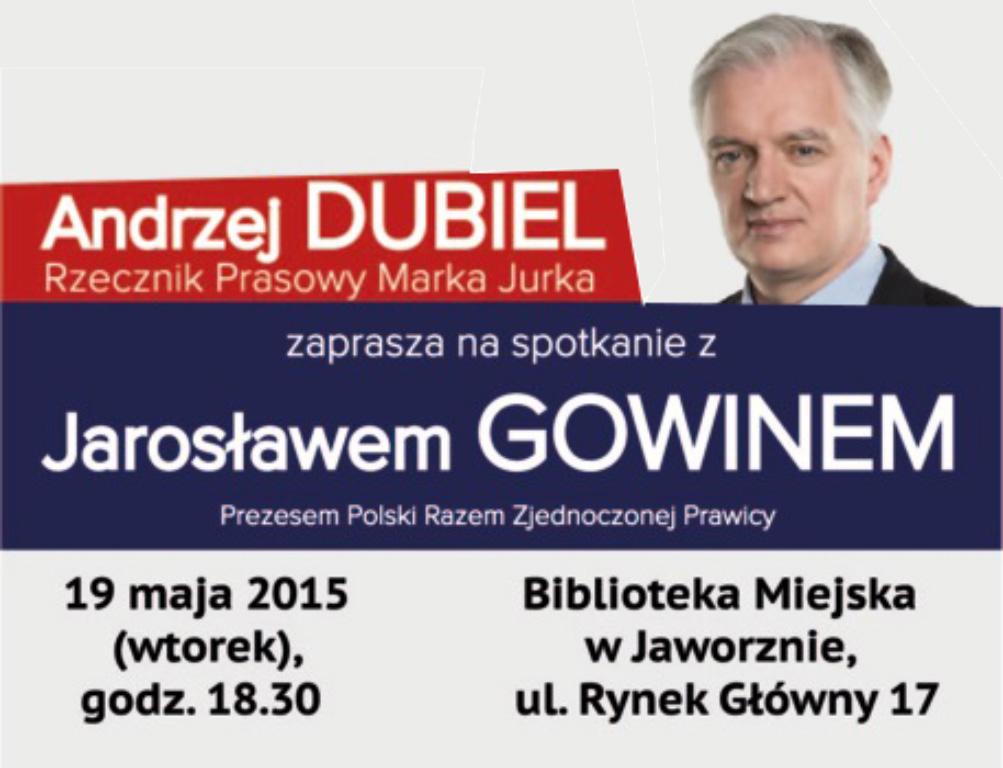 Zaproszenie: Jarosław Gowin w Jaworznie