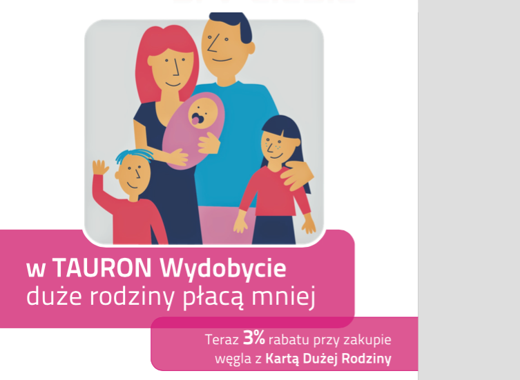 Duże Rodziny płacą mniej za węgiel z TAURON Wydobycie