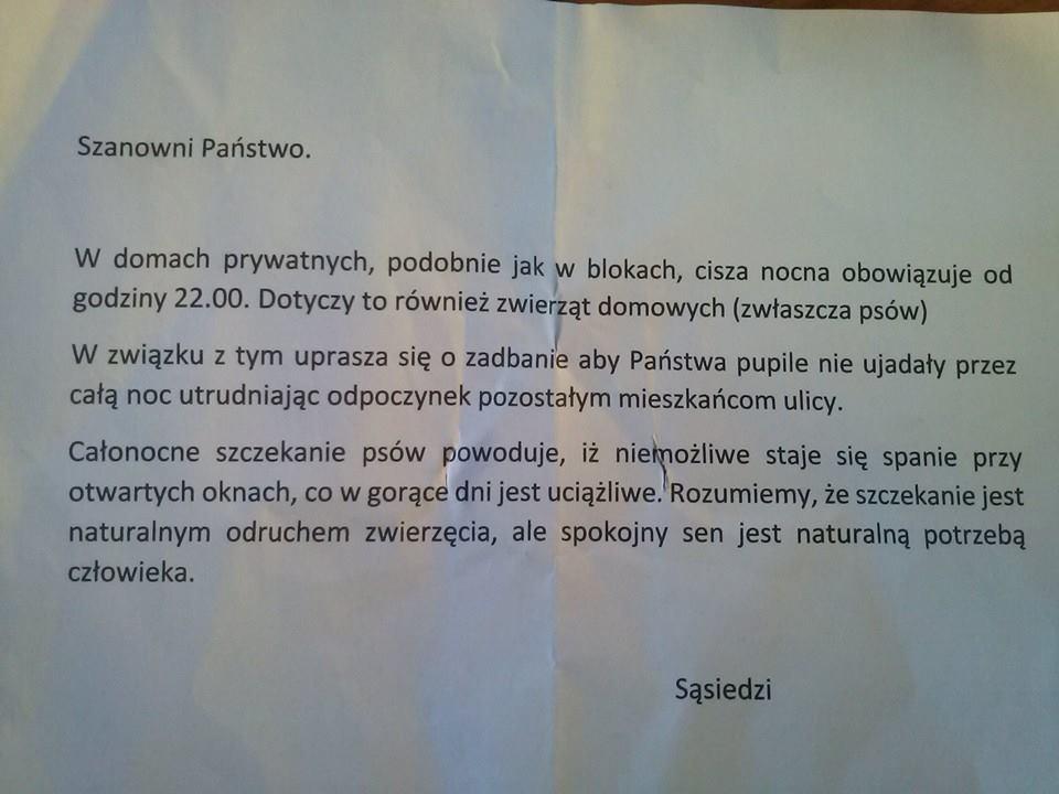 Odpowiedź na sąsiedzki anonim