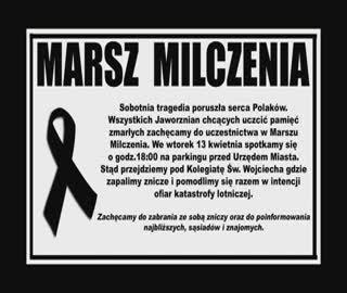 Marsz Milczenia i księga kondolencyjna w Jaworznie