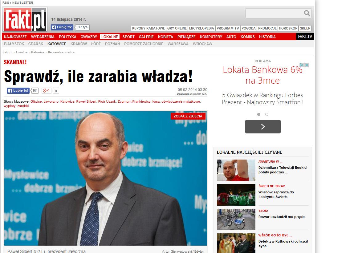 FAKT.pl: Silbert - Najlepiej zarabiający prezydent